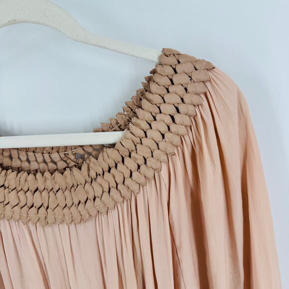 Ramy Brook Pale Pink Smocked Waist Pleated Mini Dress Size Small Romantic - Picture 5 of 6